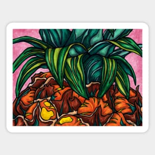 Colorful pineapple illustration, with bold colors and pop art style Magnet